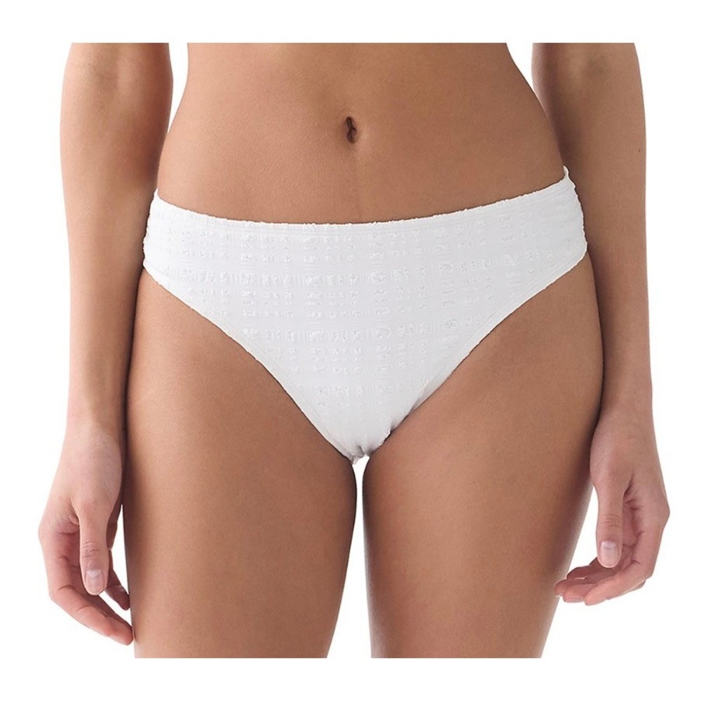 Kate Spade New York White Textured High Cut Bikini Bottom Size Medium NWT